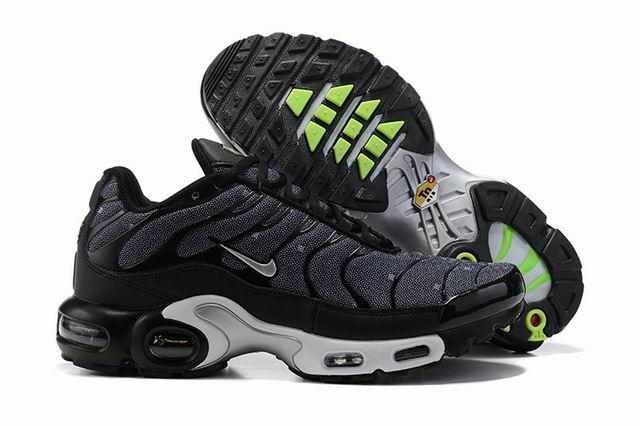 Cheap Nike Air Max Plus Black Twill Silver Green Men's Shoes-78 - Click Image to Close